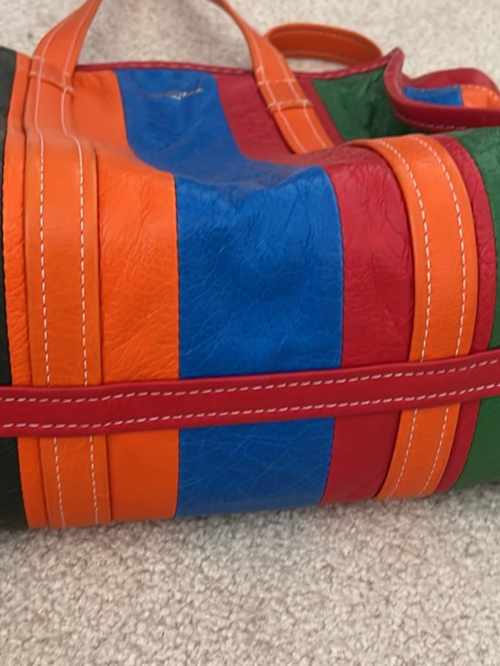 Balenciaga Blue, Red & Orange Striped Leather Bag - Picture 5 of 5